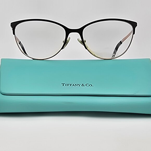 Tiffany & Co TF1127 6122 Polished Black Gold Cat Eye Eyeglasses Frame w/ Case - Picture 1 of 16